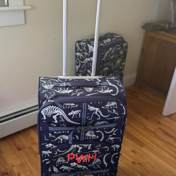 Pottery Barn Kids MacKenzie Large Spinner Luggage Gloves in the Dark Dino Print - Picture 2 of 6